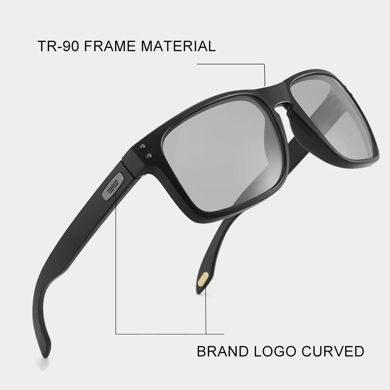 Driving Sunglasses for Men Polarized Brand Designer Sun Glasses Photochromic Square TR Frame Black Men'S Shades BS9417