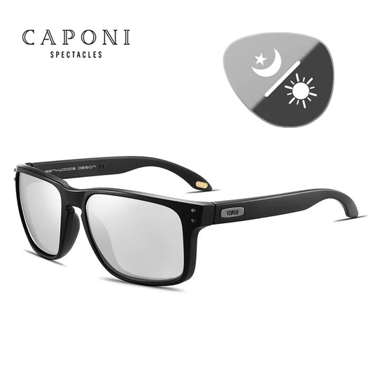 Driving Sunglasses for Men Polarized Brand Designer Sun Glasses Photochromic Square TR Frame Black Men'S Shades BS9417