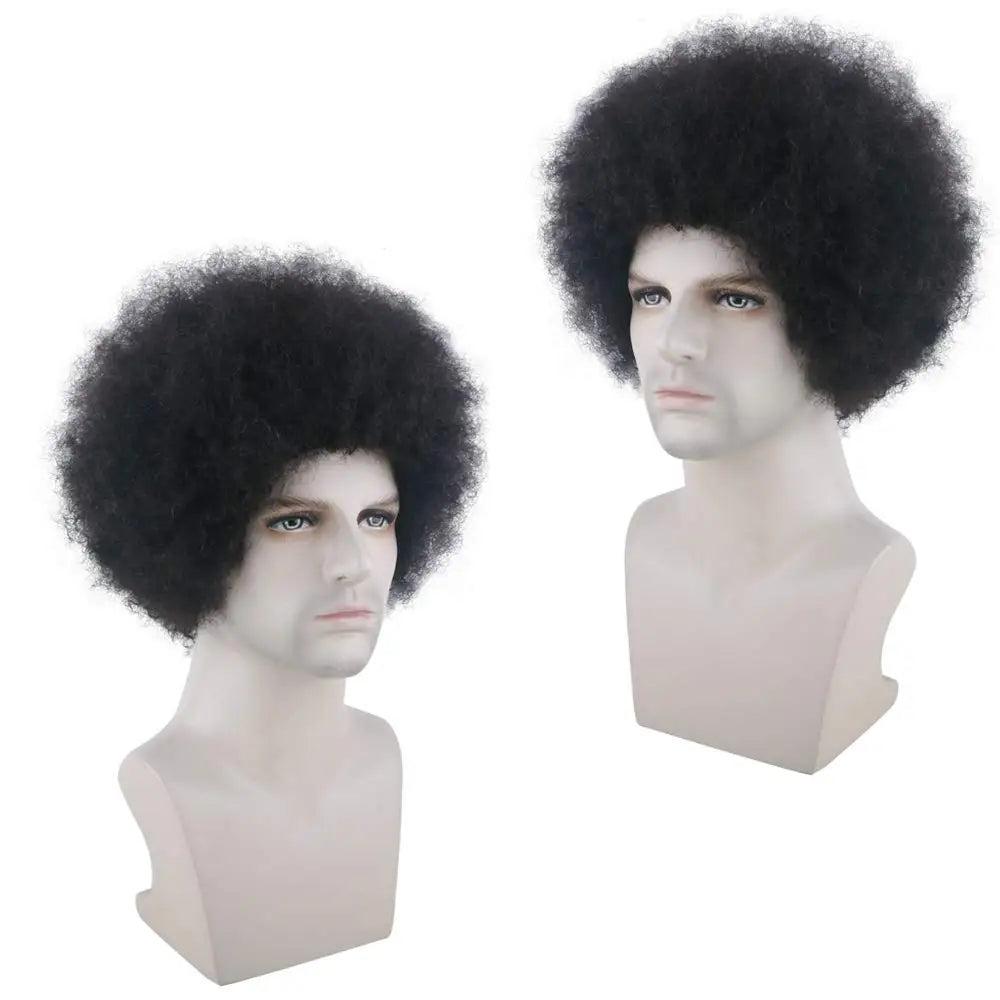 Afro Kinky Curly Wig for Men Short Curly Human Hair Wig for Handsome Men Kinky Curly Bob Cut Male Wigs Full Machine Toupee Wig