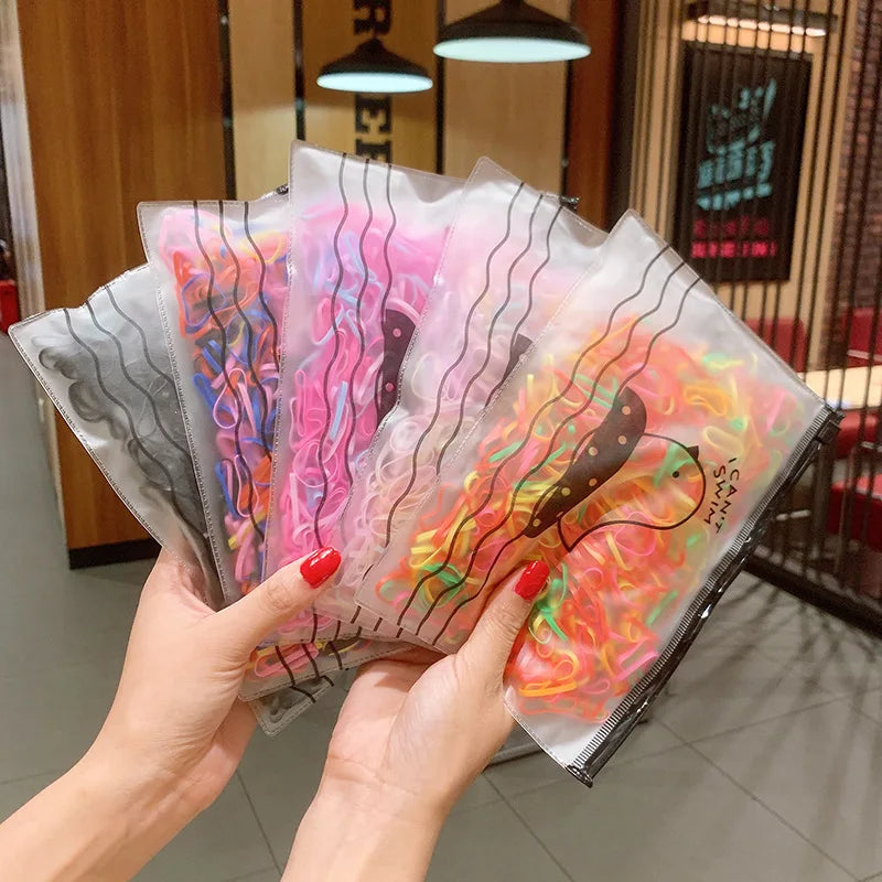 500Pcs/Pack Fashion Girls Colorful Small Disposable Rubber Bands Gum for Ponytail Holder Elastic Hair Bands Hair Accessories