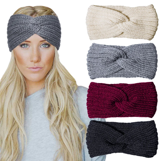 4 Pcs Warm Winter Headbands for Women Cable Crochet Turban Ear Warmer Headband Gifts