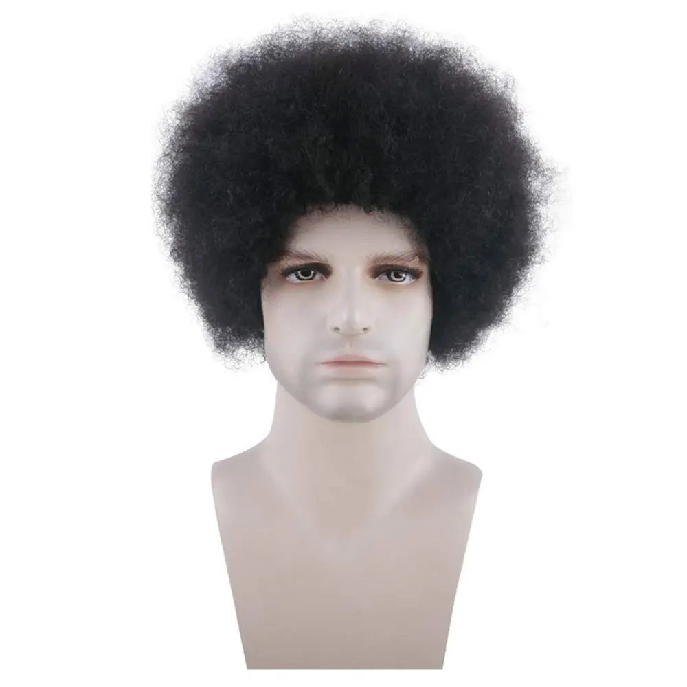 Afro Kinky Curly Wig for Men Short Curly Human Hair Wig for Handsome Men Kinky Curly Bob Cut Male Wigs Full Machine Toupee Wig