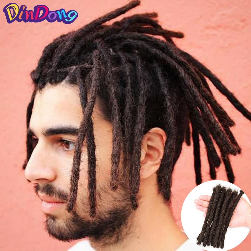 10 Inch Synthetic Dreadlocks Men Handmade Crochet Braiding 6 Inch Dreadlocks Hair Extensions Hip Hop Pure Color