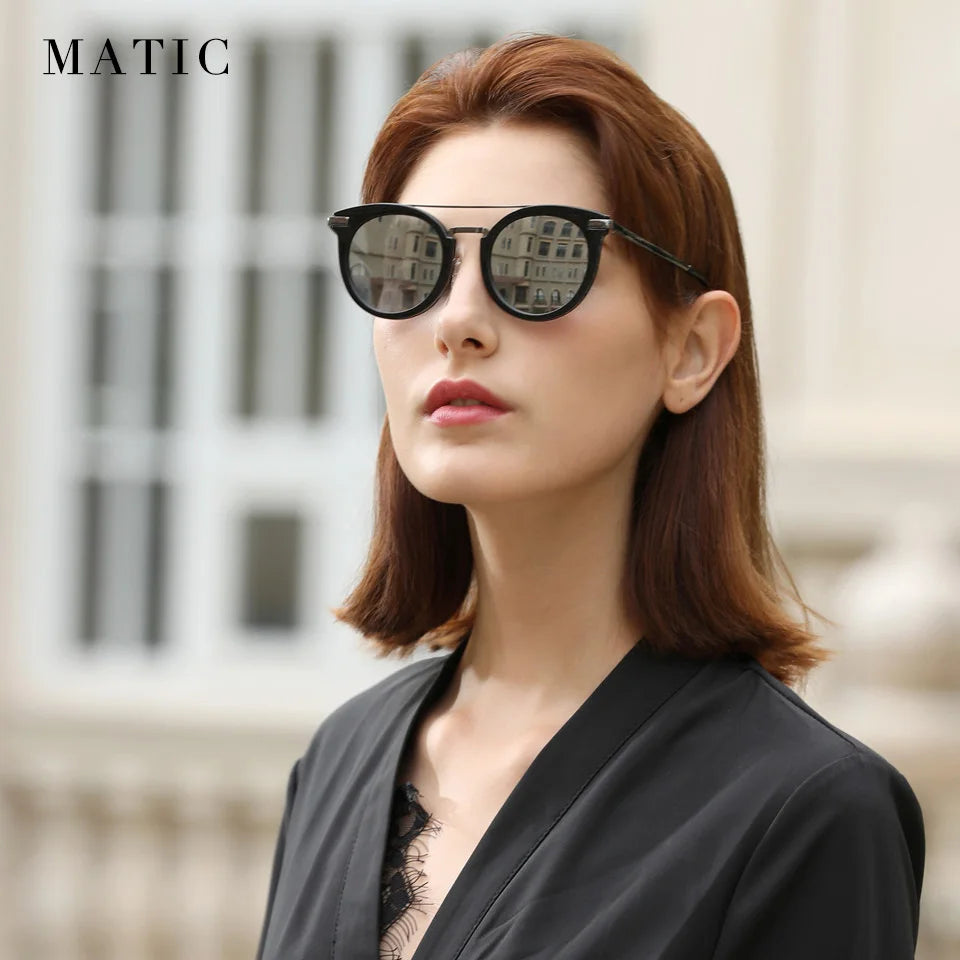 MATIC Ladies Retro Pilot Aviation Sunglasses for Womens Quality Pink Mirrored Sun Glasses Eyewear Luxury Brand Zonnebril Dames