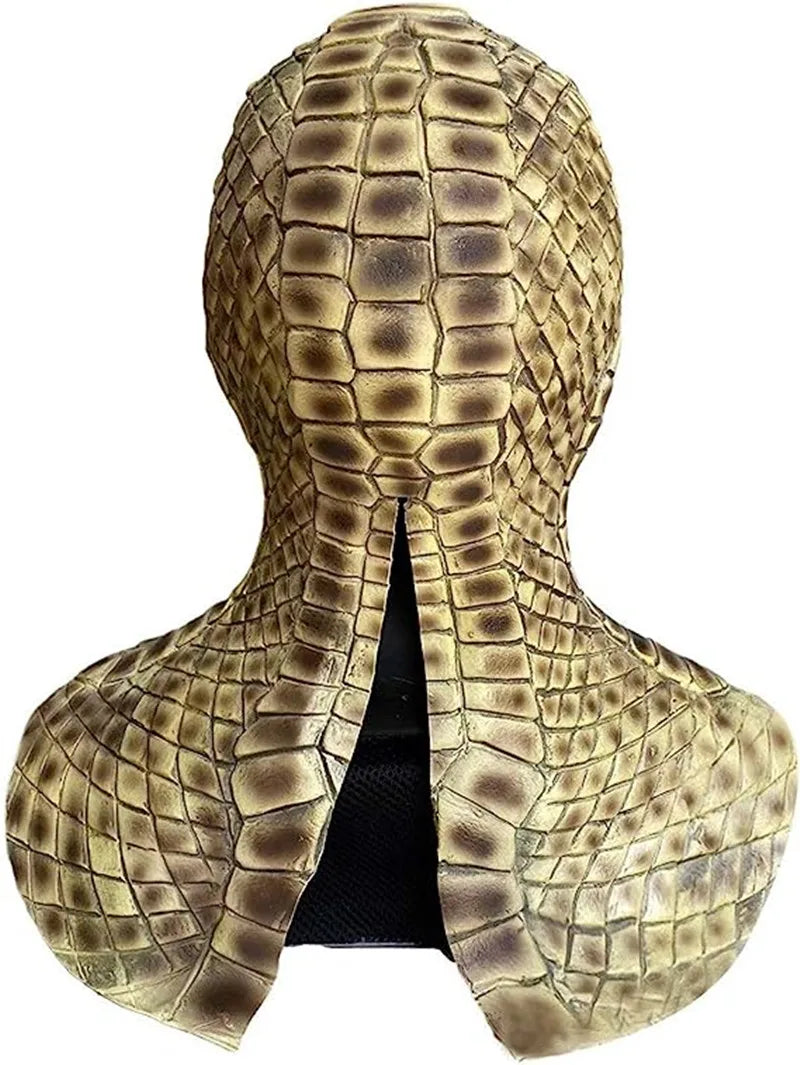 Reptile Snake Skin Mask with Neckline Creepy Devil Demon Ghost Monster Full Head Latex Cosplay Party Mask